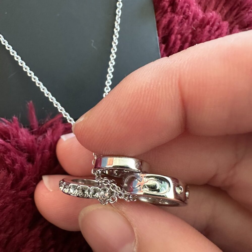 NWT! RARE! Coach CI902 Women's Signature Rondell Charm Necklace In Silver - Picture 4 of 5